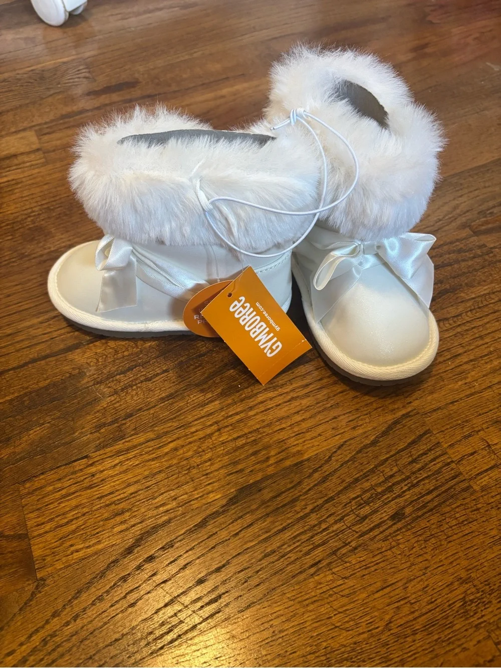 Gymboree Kids White Faux Fur Ribbon Boots